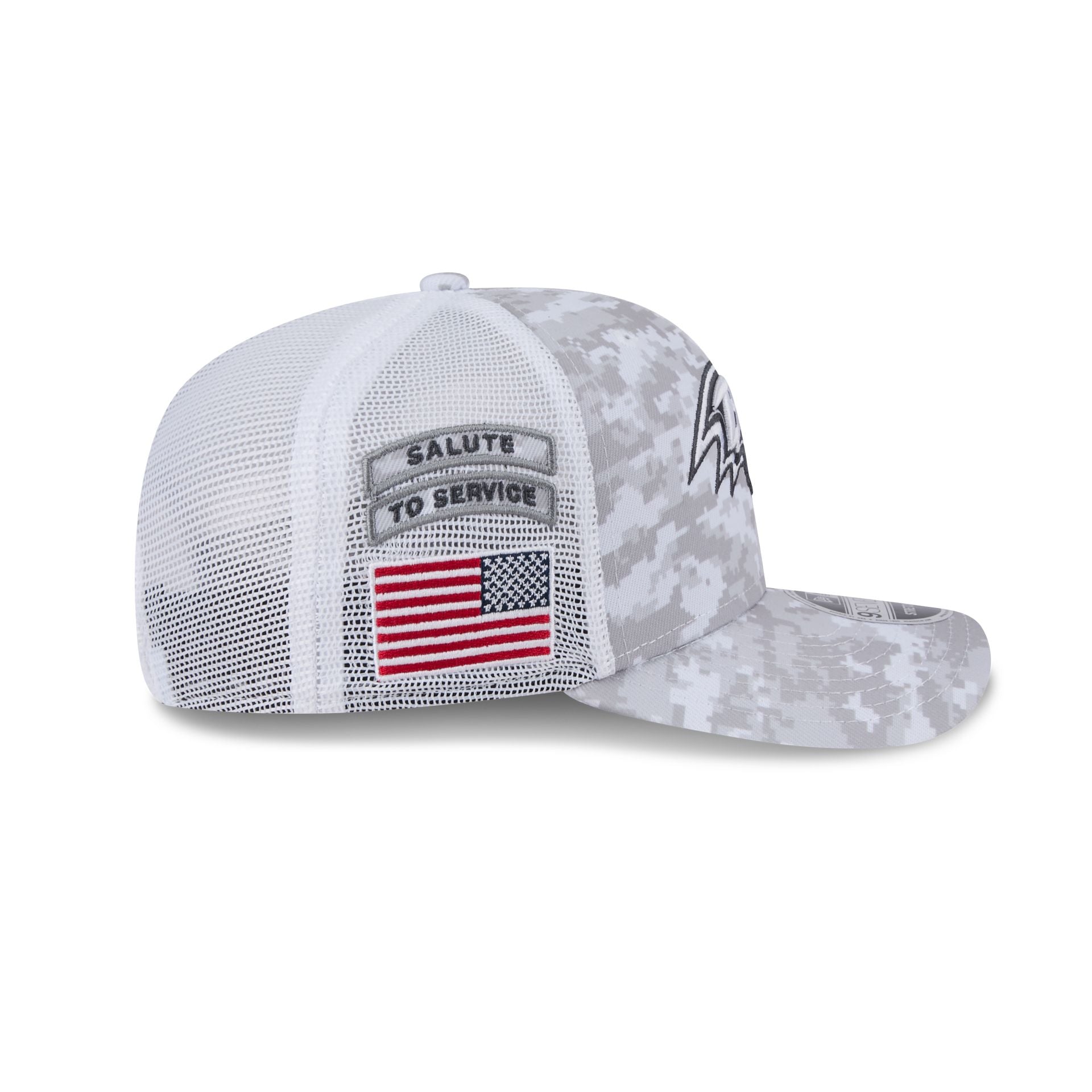 Baltimore Ravens 2024 Salute to Service 9SEVENTY Trucker Hat