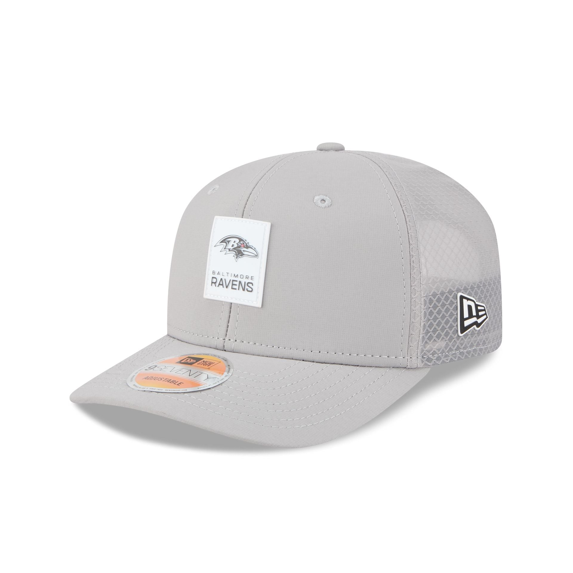 Baltimore Ravens 2025 Sideline Hot Weather Gray 9SEVENTY Trucker Hat