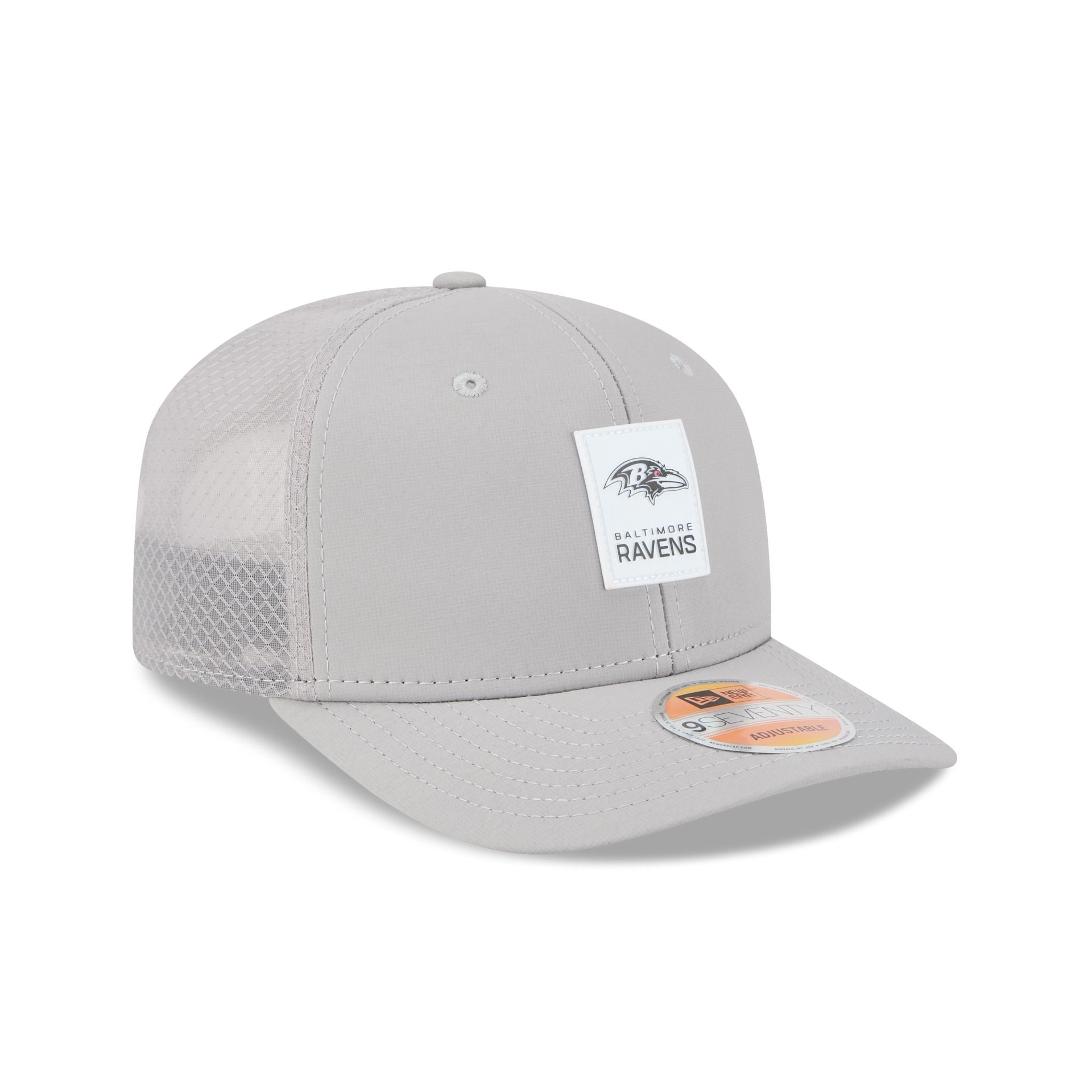 Baltimore Ravens 2025 Sideline Hot Weather Gray 9SEVENTY Trucker Hat